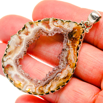 White Geode Slice Pendants handcrafted by Ana Silver Co - PD20442