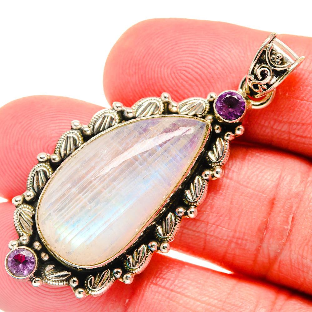 Rainbow Moonstone Pendants handcrafted by Ana Silver Co - PD20472