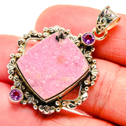Cobalto Calcite Druzy Pendants handcrafted by Ana Silver Co - PD20497