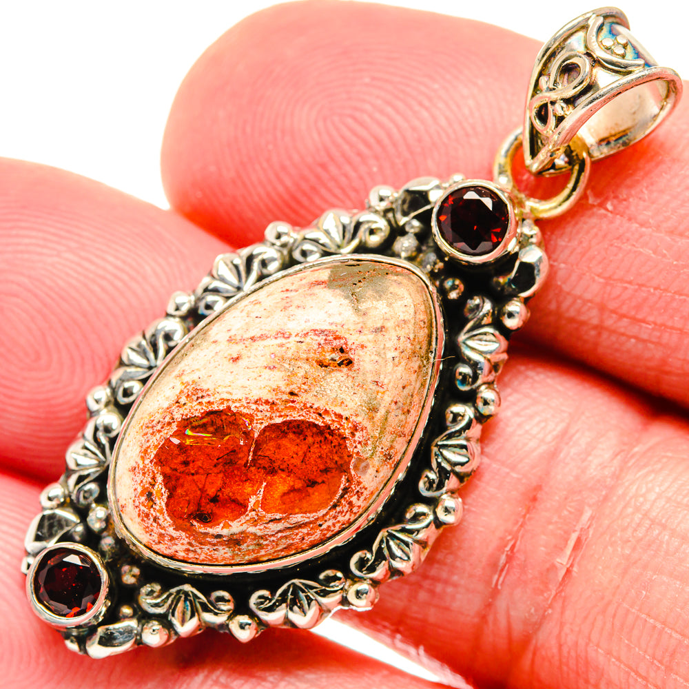 Mexican Fire Opal Pendants handcrafted by Ana Silver Co - PD20499