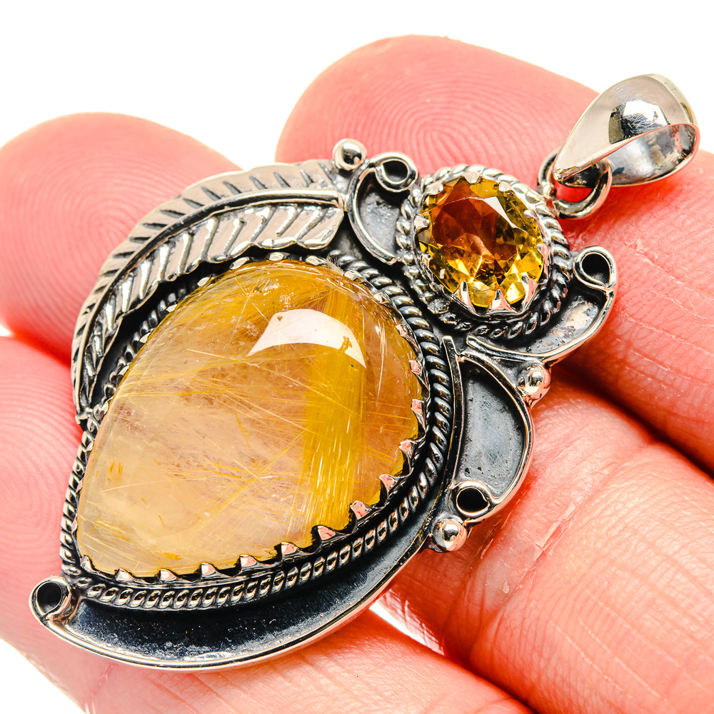 Rutilated Quartz Pendants handcrafted by Ana Silver Co - PD20526