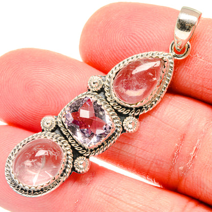 Rose Quartz Pendants handcrafted by Ana Silver Co - PD20553
