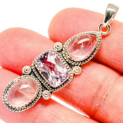 Rose Quartz Pendants handcrafted by Ana Silver Co - PD20555