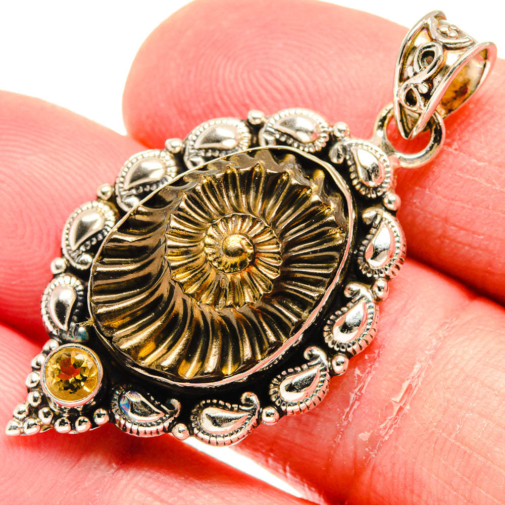 Pyrite Fossil Pendants handcrafted by Ana Silver Co - PD20562