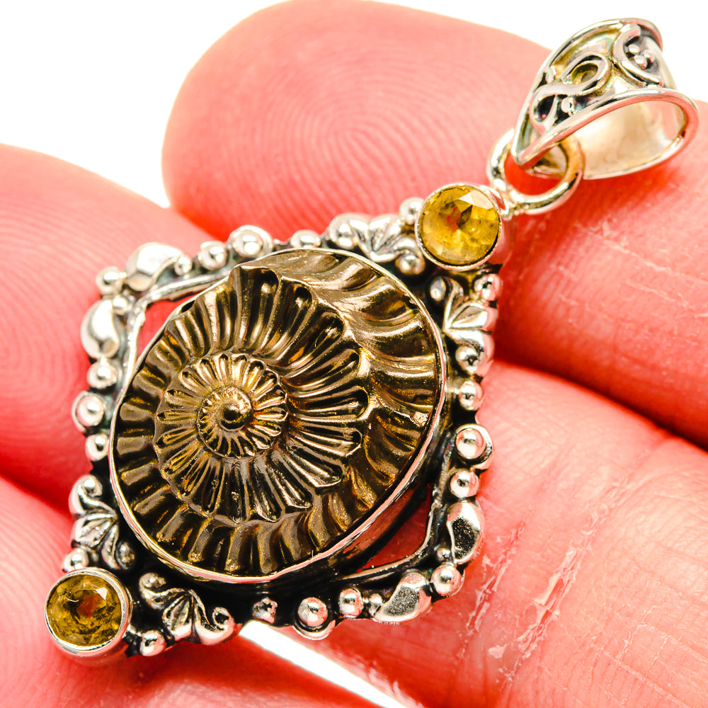 Pyrite Fossil Pendants handcrafted by Ana Silver Co - PD20563