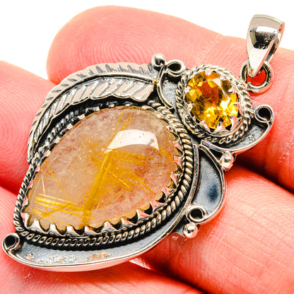 Rutilated Quartz Pendants handcrafted by Ana Silver Co - PD20585