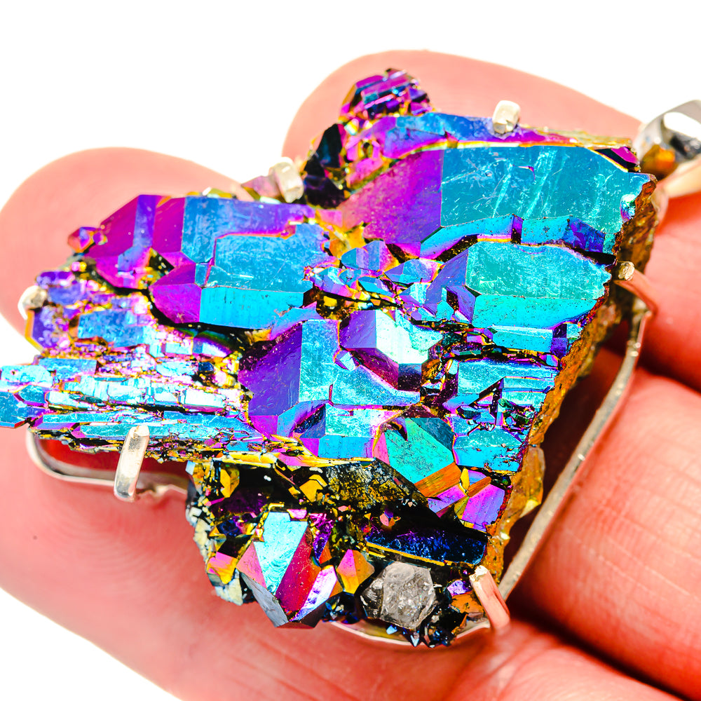 Titanium Sunshine Druzy Pendants handcrafted by Ana Silver Co - PD20599