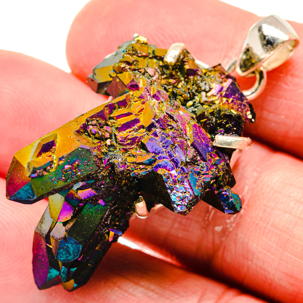 Titanium Sunshine Druzy Pendants handcrafted by Ana Silver Co - PD20604