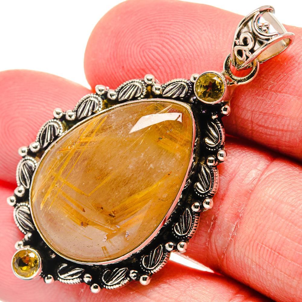 Rutilated Quartz Pendants handcrafted by Ana Silver Co - PD20649