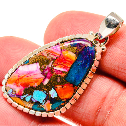 Kingman Pink Dahlia Turquoise Pendants handcrafted by Ana Silver Co - PD20672