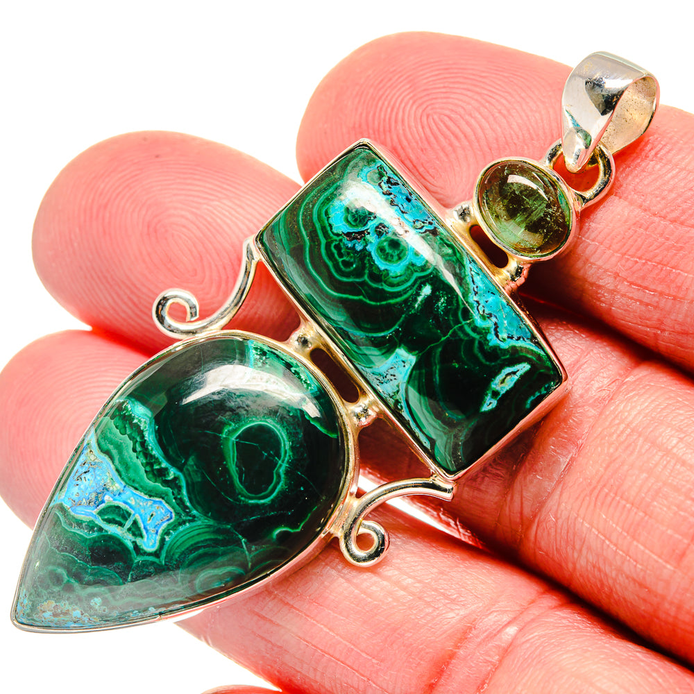 Malachite In Chrysocolla Pendants handcrafted by Ana Silver Co - PD20703