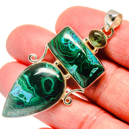 Malachite In Chrysocolla Pendants handcrafted by Ana Silver Co - PD20703