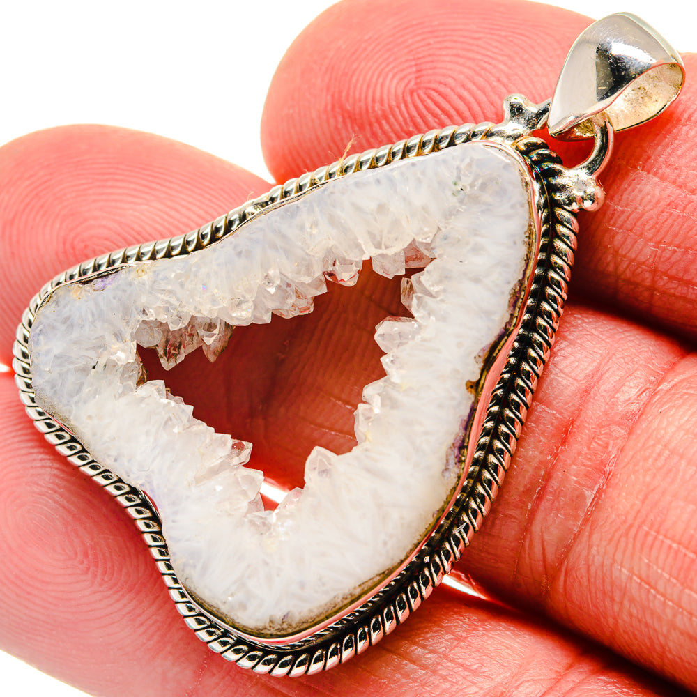 White Geode Slice Pendants handcrafted by Ana Silver Co - PD20725