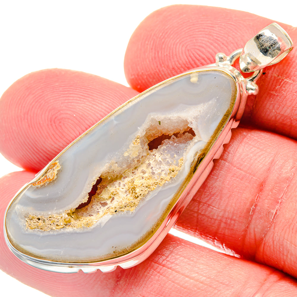 White Geode Slice Pendants handcrafted by Ana Silver Co - PD20819