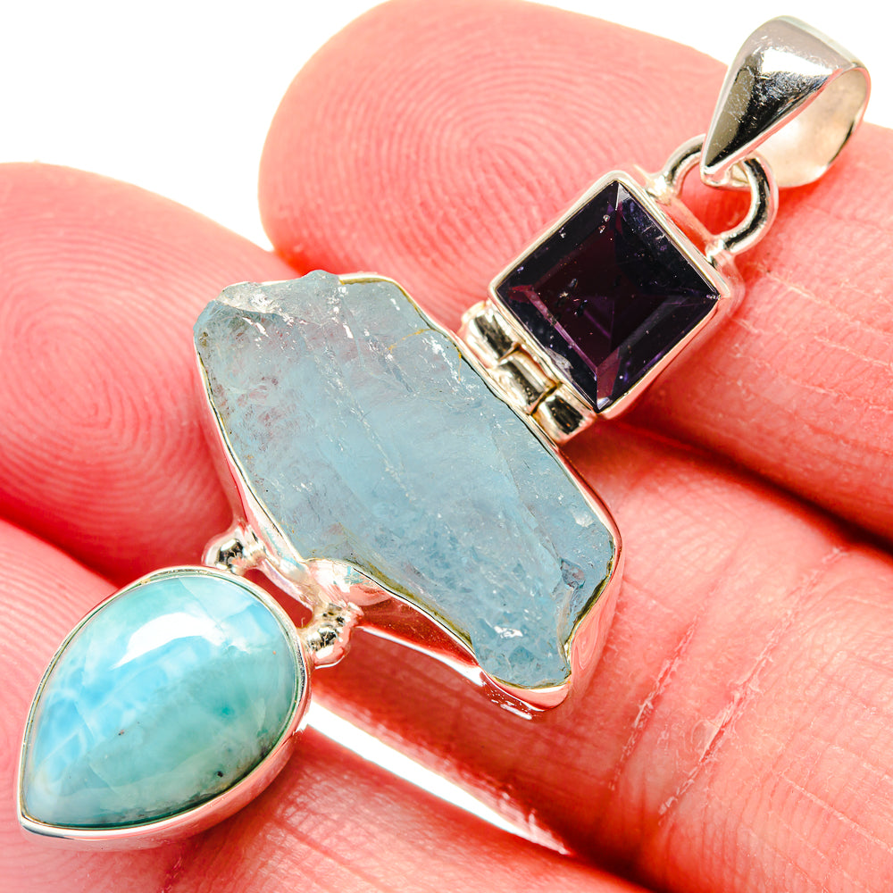 Aquamarine Pendants handcrafted by Ana Silver Co - PD20842