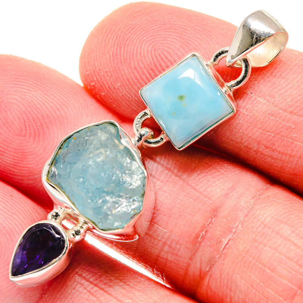 Aquamarine Pendants handcrafted by Ana Silver Co - PD20854