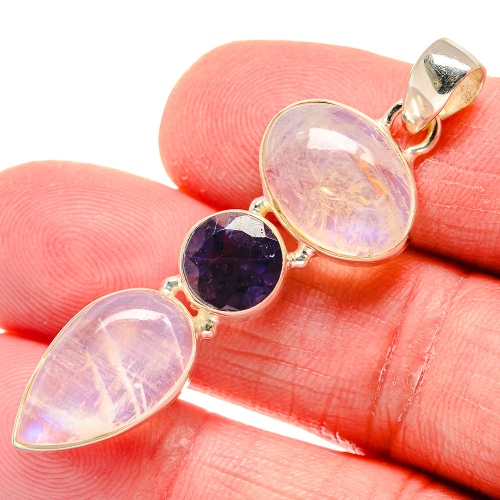 Rainbow Moonstone Pendants handcrafted by Ana Silver Co - PD20860
