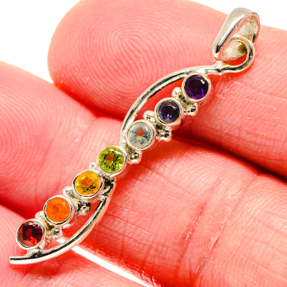 Multi-stone Rainbow Chakra Pendants handcrafted by Ana Silver Co - PD20922