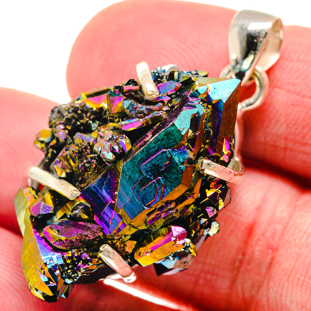 Titanium Sunshine Druzy Pendants handcrafted by Ana Silver Co - PD20940