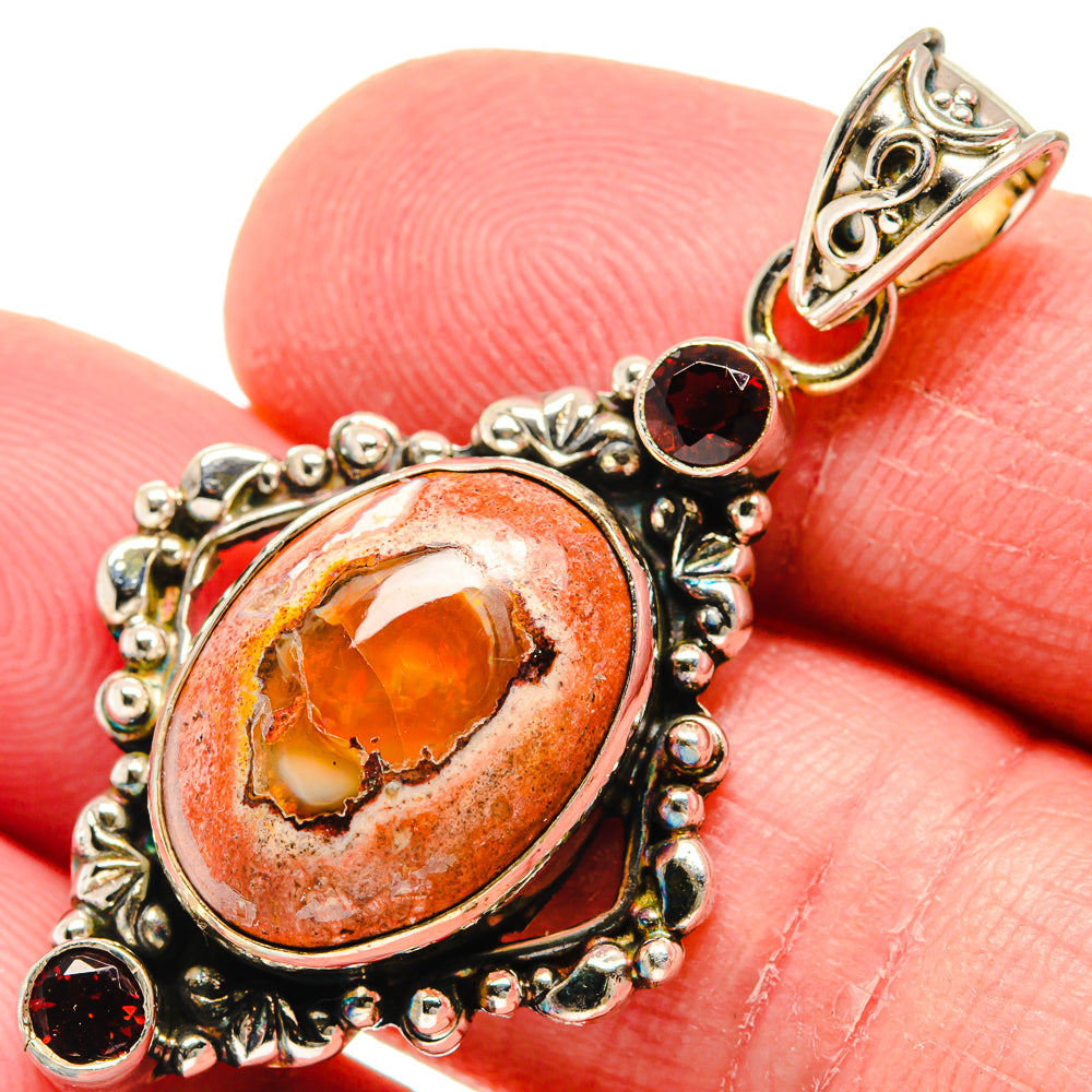 Mexican Fire Opal Pendants handcrafted by Ana Silver Co - PD20965