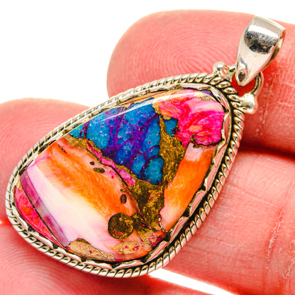 Kingman Pink Dahlia Turquoise Pendants handcrafted by Ana Silver Co - PD21016