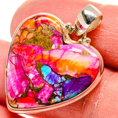 Kingman Pink Dahlia Turquoise Pendants handcrafted by Ana Silver Co - PD21024