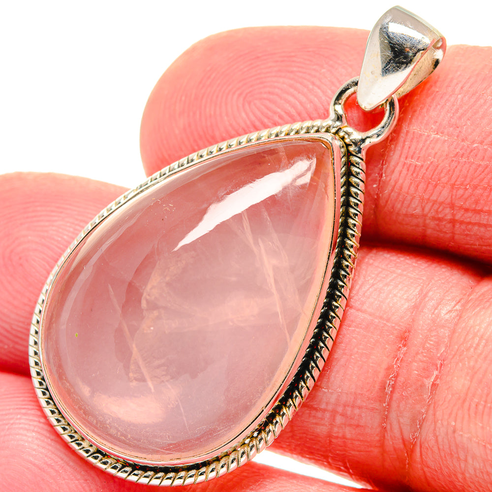 Rose Quartz Pendants handcrafted by Ana Silver Co - PD21058