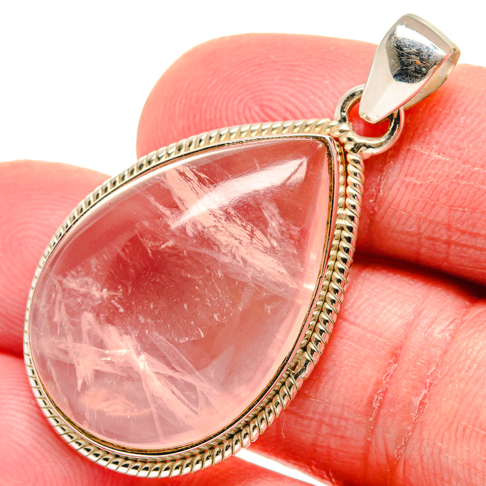 Rose Quartz Pendants handcrafted by Ana Silver Co - PD21062