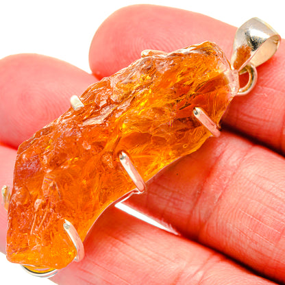 Rough orange citrine pendant with 925 sterling silver bezel and bail