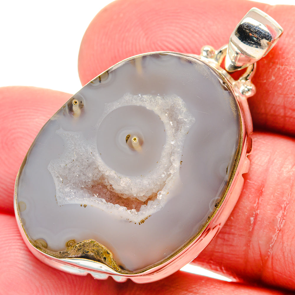 White Geode Slice Pendants handcrafted by Ana Silver Co - PD21202