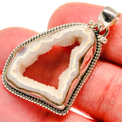 White Geode Slice Pendants handcrafted by Ana Silver Co - PD21207