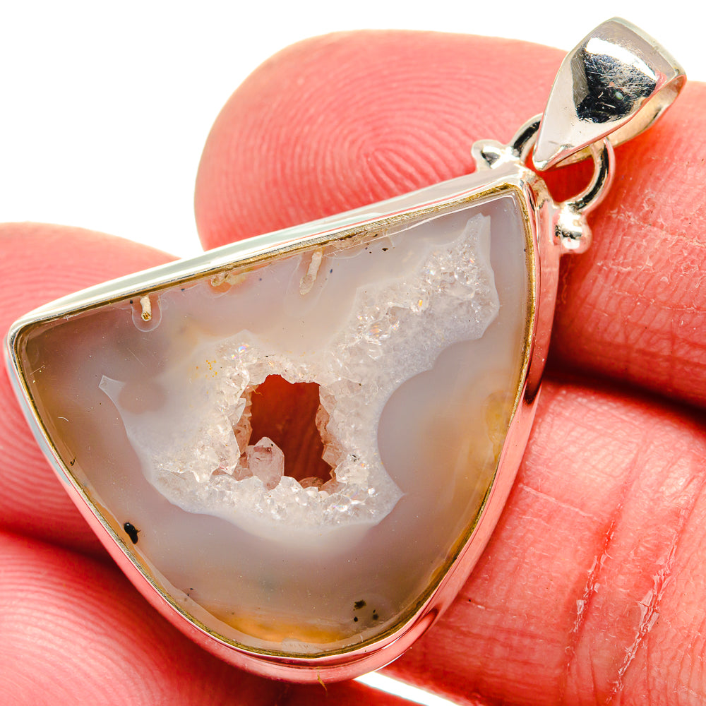 White Geode Slice Pendants handcrafted by Ana Silver Co - PD21209