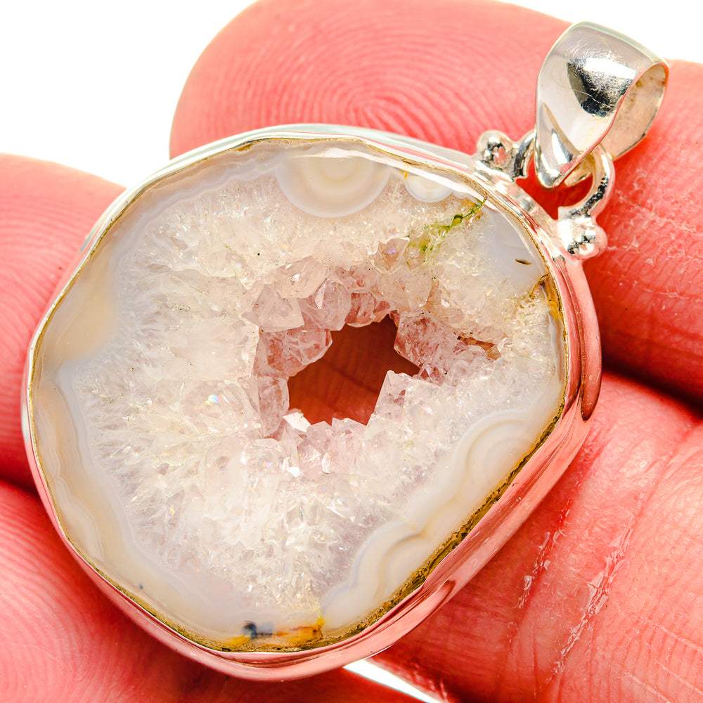 White Geode Slice Pendants handcrafted by Ana Silver Co - PD21210