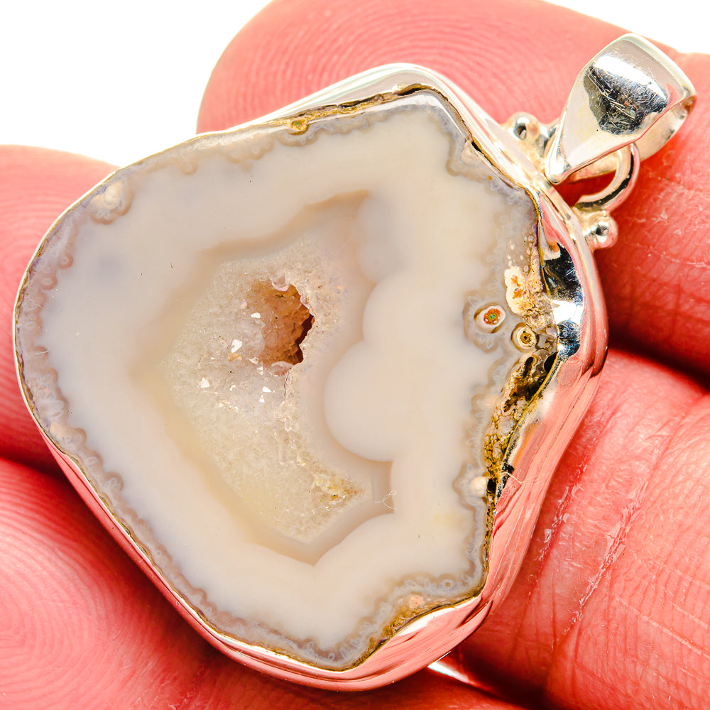 White Geode Slice Pendants handcrafted by Ana Silver Co - PD21212