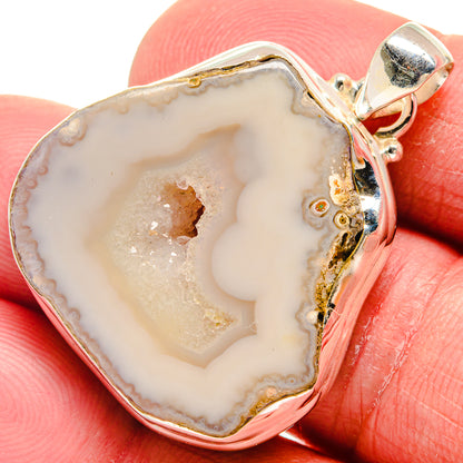 White Geode Slice Pendants handcrafted by Ana Silver Co - PD21212