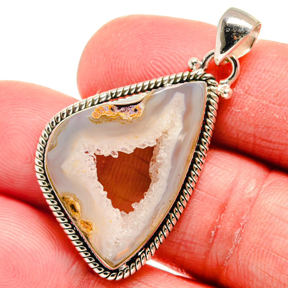 White Geode Slice Pendants handcrafted by Ana Silver Co - PD21213