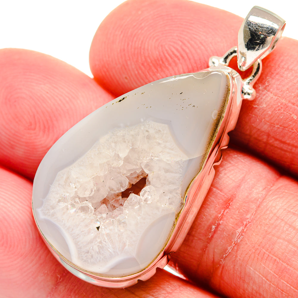 White Geode Slice Pendants handcrafted by Ana Silver Co - PD21214