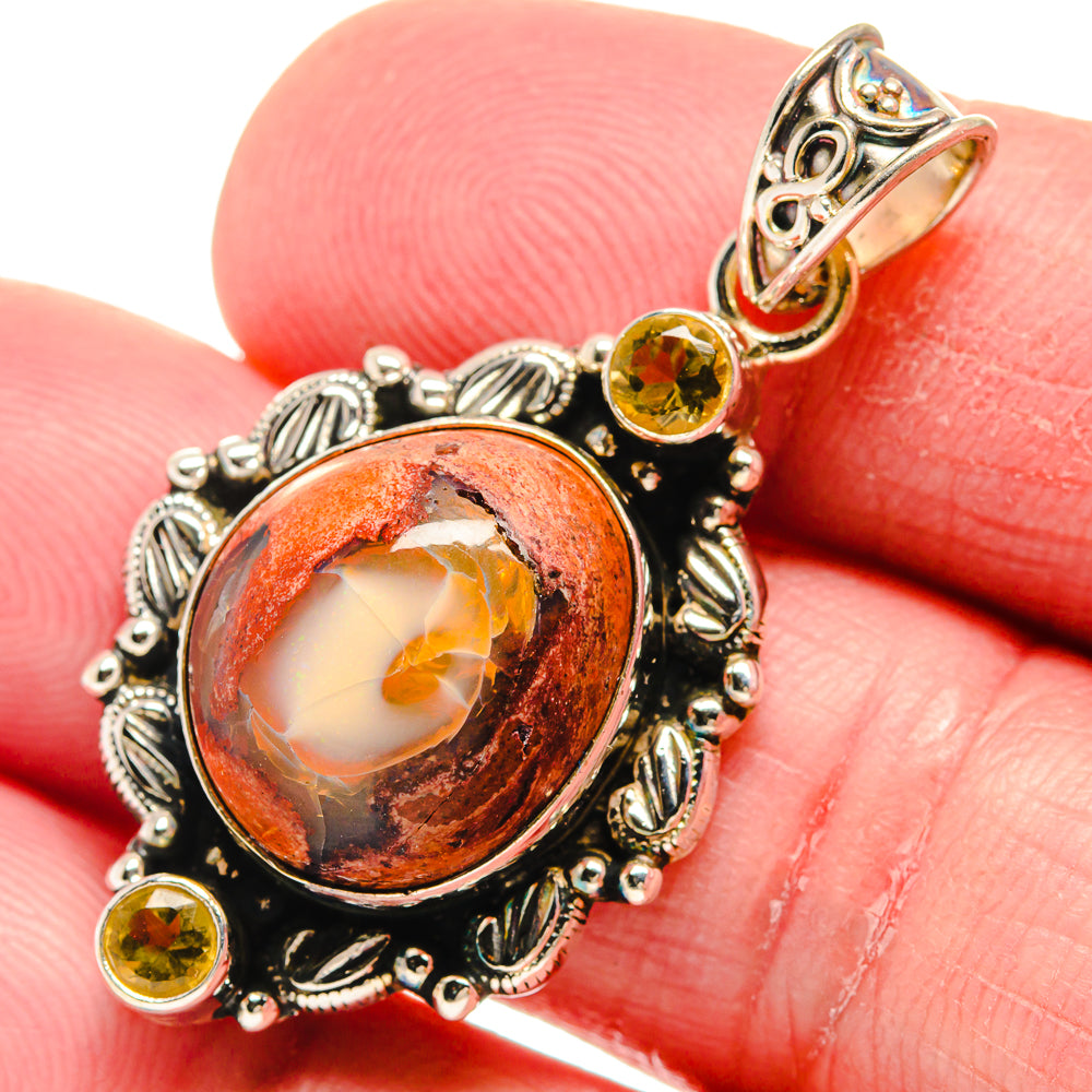 Mexican Fire Opal Pendants handcrafted by Ana Silver Co - PD21222
