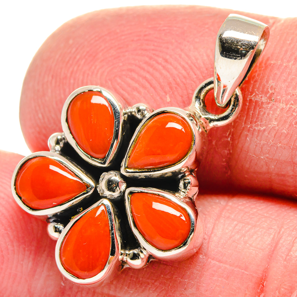 Mediterranean Red Coral Pendants handcrafted by Ana Silver Co - PD21261