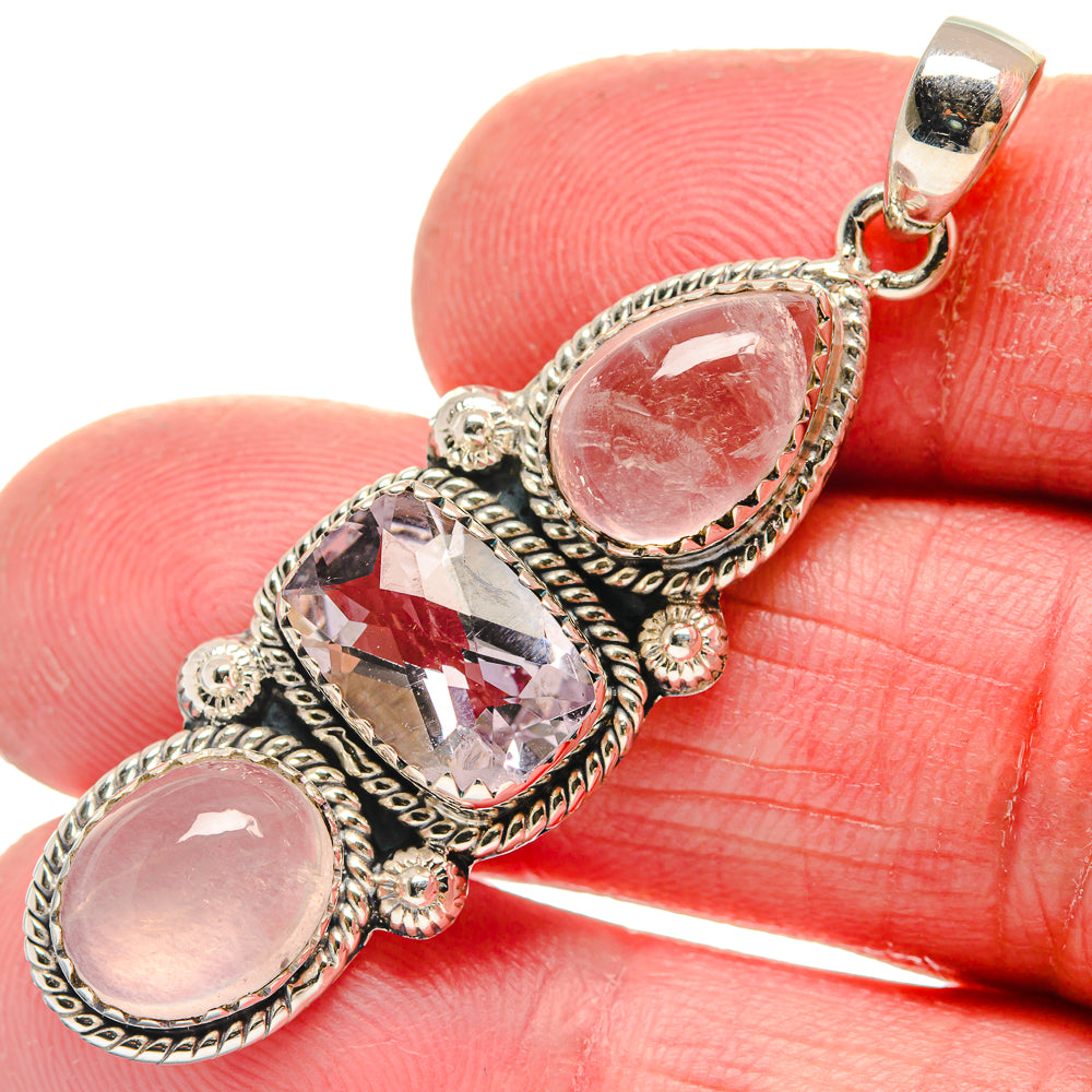 Rose Quartz Pendants handcrafted by Ana Silver Co - PD21300
