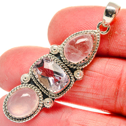Rose Quartz Pendants handcrafted by Ana Silver Co - PD21300