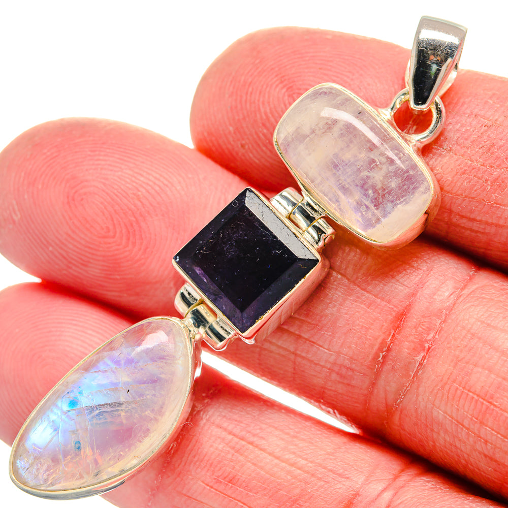 Rainbow Moonstone Pendants handcrafted by Ana Silver Co - PD21318