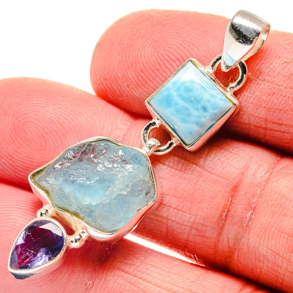 Aquamarine Pendants handcrafted by Ana Silver Co - PD21329