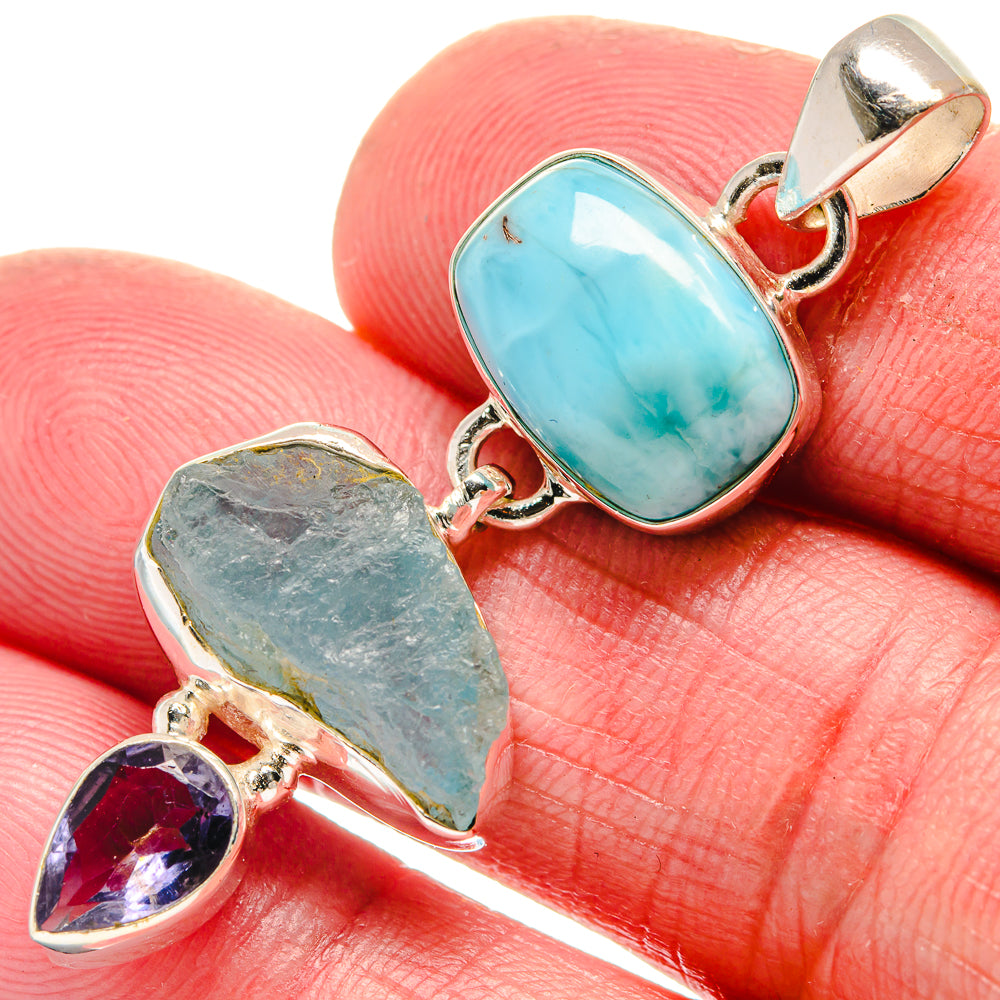 Aquamarine Pendants handcrafted by Ana Silver Co - PD21342