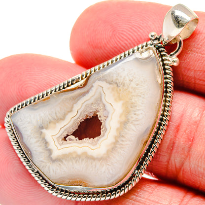 White Geode Slice Pendants handcrafted by Ana Silver Co - PD21344