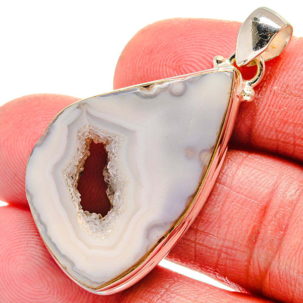 White Geode Slice Pendants handcrafted by Ana Silver Co - PD21345