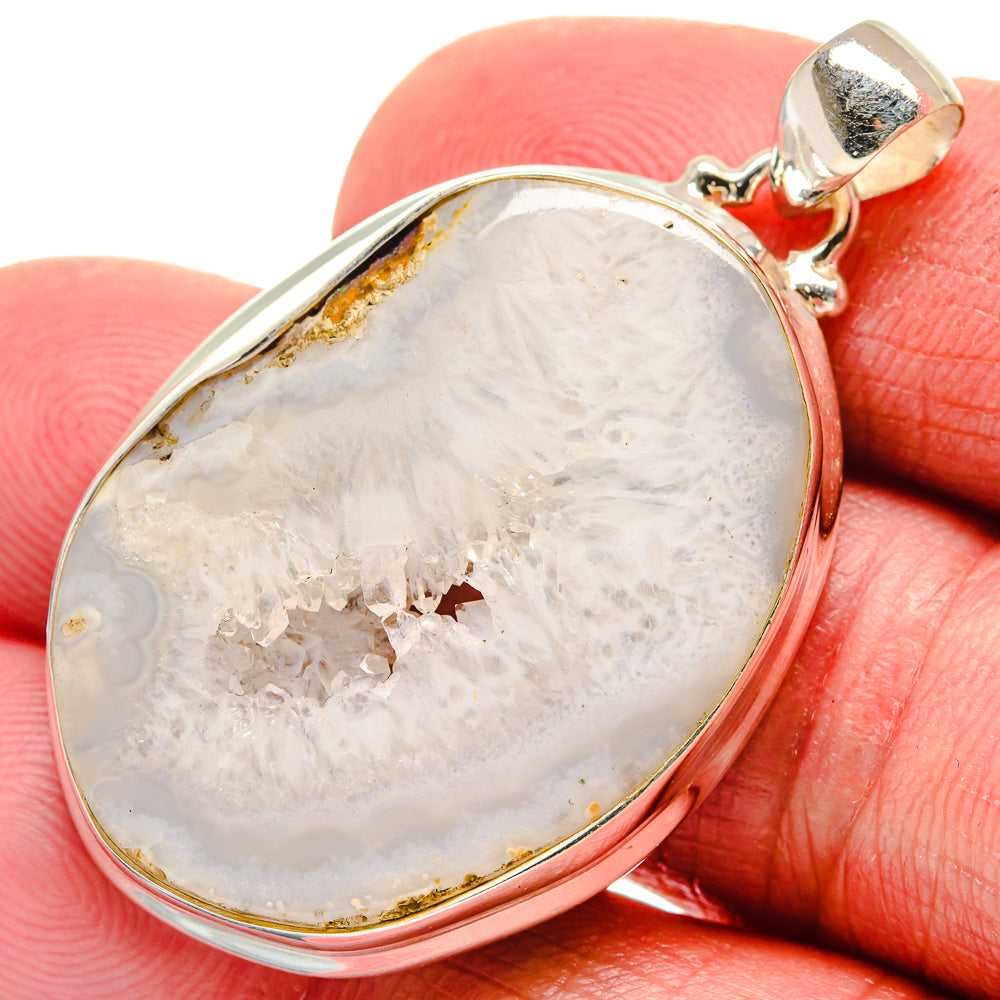 White Geode Slice Pendants handcrafted by Ana Silver Co - PD21346