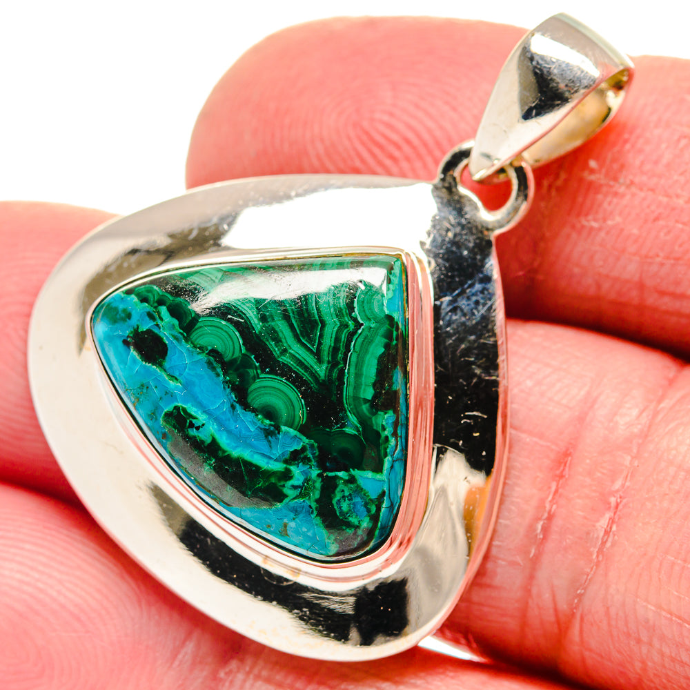 Malachite In Chrysocolla Pendants handcrafted by Ana Silver Co - PD21397