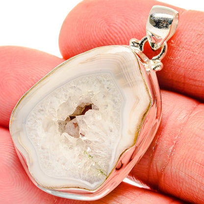 White Geode Slice Pendants handcrafted by Ana Silver Co - PD21408