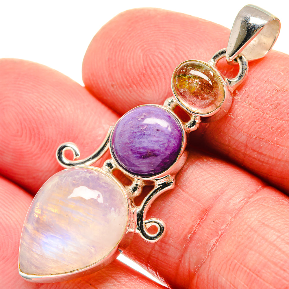 Rainbow Moonstone Pendants handcrafted by Ana Silver Co - PD21413